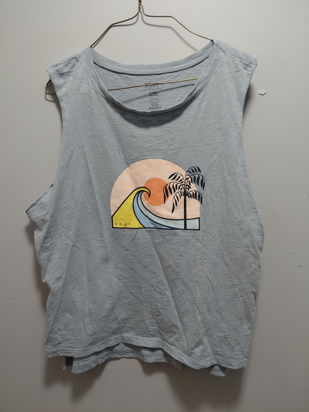 Roxy Women’s Light Blue Graphic Tank Top XL